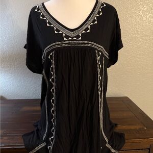 Old Navy Black Top with White Embroidery Maternity
